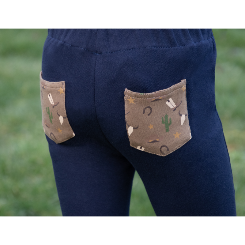 Hy Equestrian Cowboy Tots Jodhpurs - Navy/Beige-2